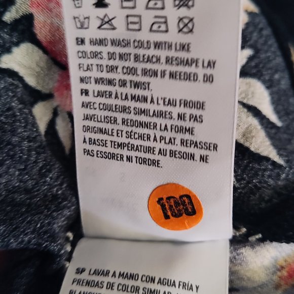 American Eagle Shirt Small Black Floral Cinch Front Tank Top Cami AEO whimsigoth - Picture 5 of 9